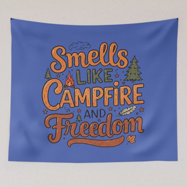 Item preview, Smells Like Campfire and Freedom – Retro Outdoor Camping Quote designed and sold by Fikuall.