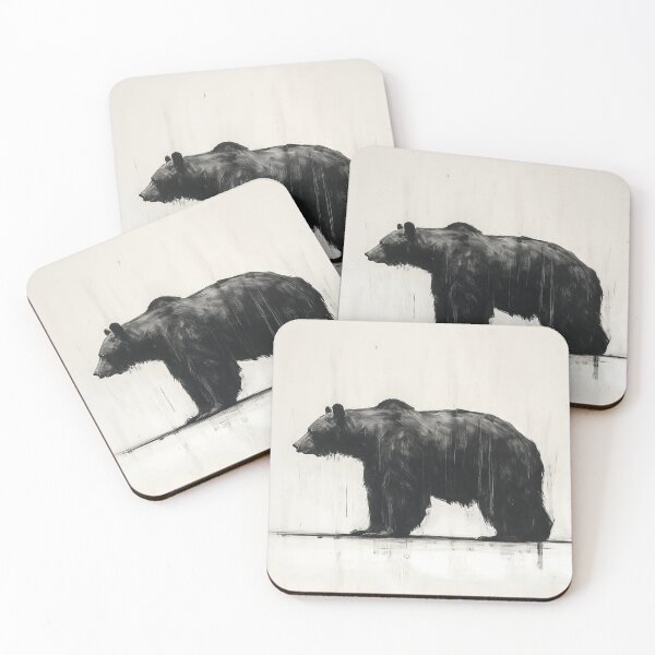 Aperçu de l'œuvre Impression d'art moderne d'ours noir | Illustration d'ours minimaliste et audacieuse | Décoration murale contemporaine sur le thème de la faune | Peinture animale abstraite | Affiche inspirée de la nature créée et vendue par nahinuke.