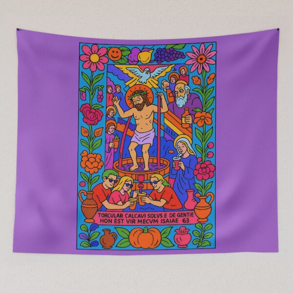 Item preview, Jesus trampling grapes. Funny wine design. designed and sold by Atheist-Heaven.
