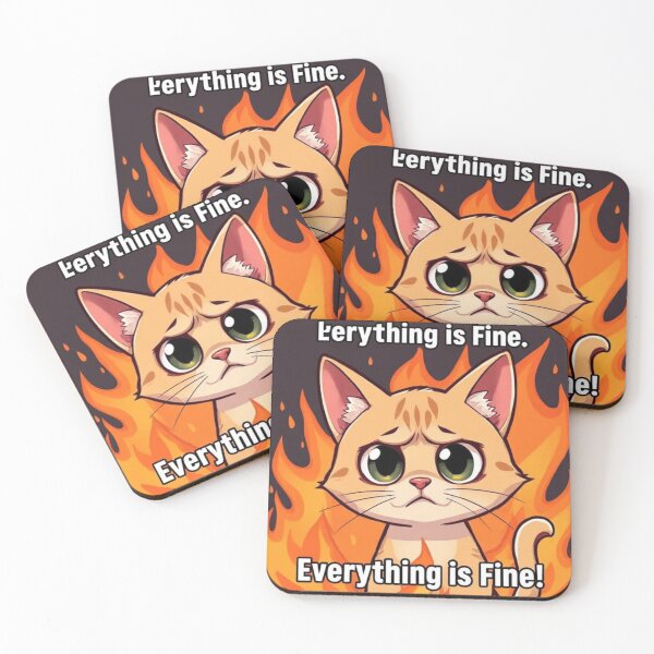Item preview, "Nervous Cat in Fire – Everything is Fine" designed and sold by Nawin19979shop.