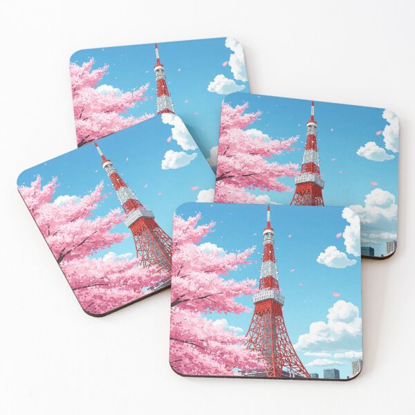 Item preview, Tokyo tower Japan with Sakura  designed and sold by GingaDesigns.
