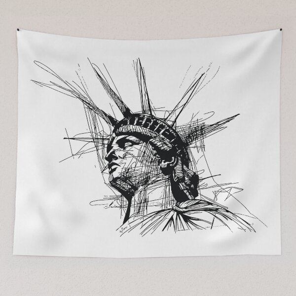 Item preview, ballpoint pen drawing of The Statue of Liberty designed and sold by byBenci.