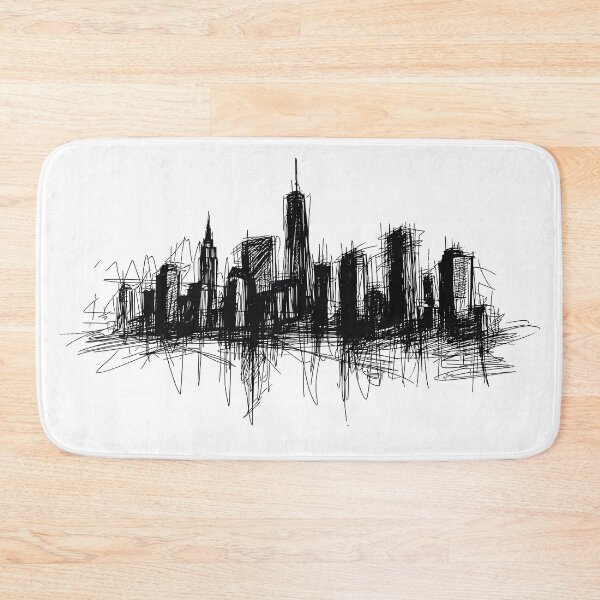 Item preview, ballpoint pen drawing of New York skyline designed and sold by byBenci.