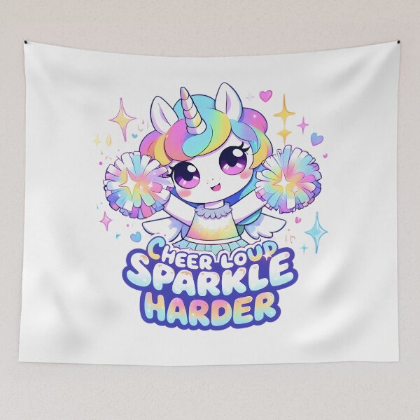 Item preview, Cheer Loud, Sparkle Harder - Kawaii Cheerleader Unicorn Design designed and sold by AnnDesignStudio.