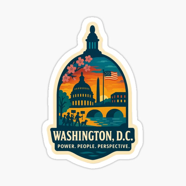 Item preview, Washington D.C. – Capitol Dome with Cherry Blossoms, Protesters & Sunset Monument Scene designed and sold by SixthSolArt.