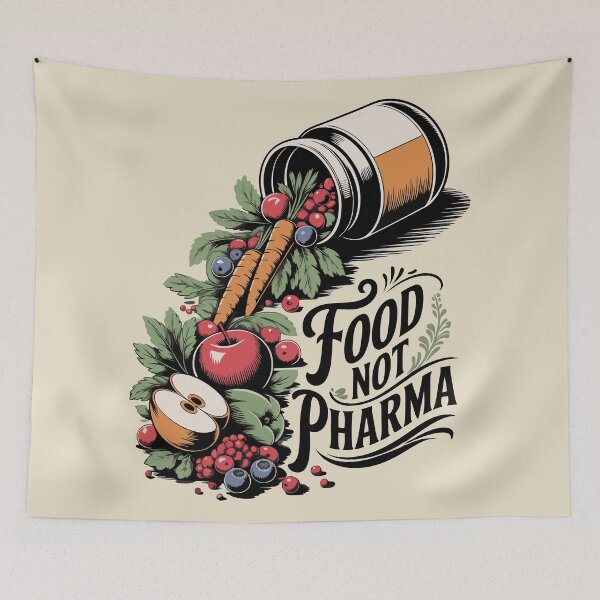 Item preview, Food Not Pharma - Healthy Living Design with Fruits & Veggies from a Pill Bottle -  Choose real food over pharmaceuticals designed and sold by pixelated_echoes.