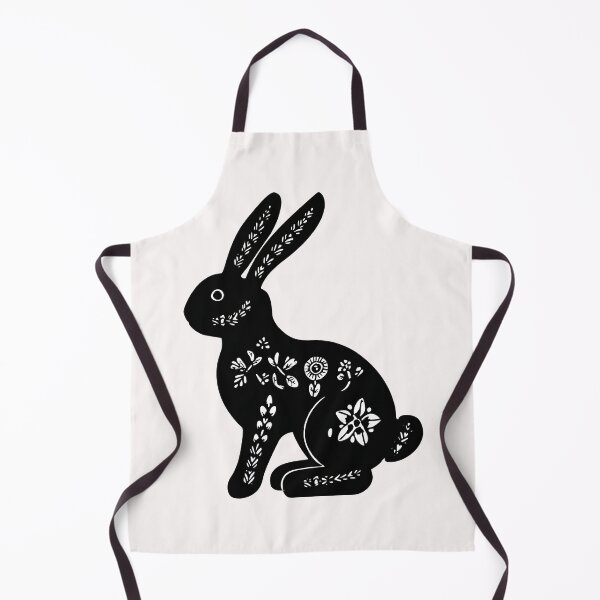 Artikelvorschau, Nordische Volkskunst-Silhouette – Schwarz-weißes skandinavisches Kaninchen-Design entworfen und verkauft von Kybruno's Creations.