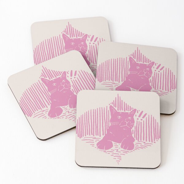 Item preview, Surprised cat | pink and off white designed and sold by mangopuffstudio.