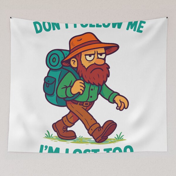 Item preview, Bearded cartoon hiker walking with backpack designed and sold by juthamas8426.