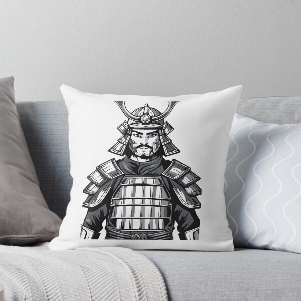 Item preview, Black and white portrait of a Japanese samurai warrior or shogun in helmet and armor designed and sold by Danler.