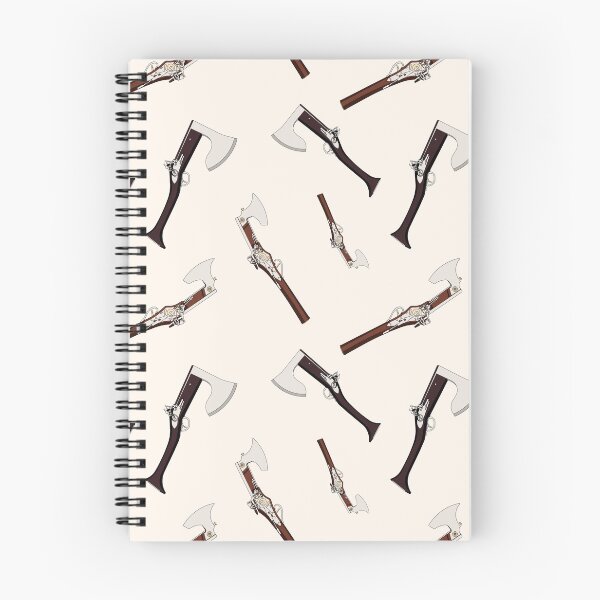 Item preview, Vector cartoon hand drawn set of vintage flintlock pistol and battle axe combination weapon, seamless pattern designed and sold by Familyshmot.