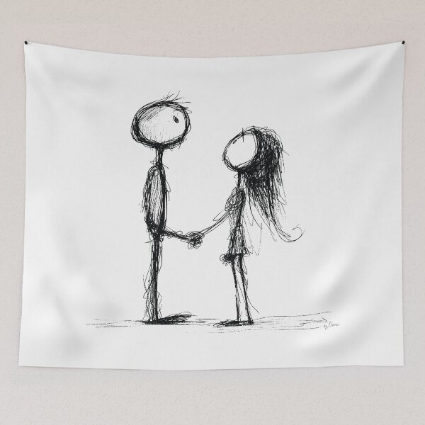 Item preview, couple in lovel, ballpoint pen drawing designed and sold by byBenci.