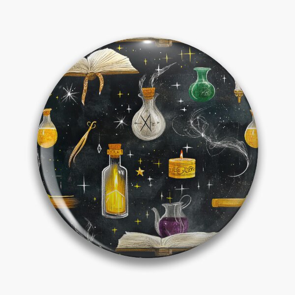 Item preview, Witchy Magical Items Pattern – Spellbooks, Potions, Candles & Stars Aesthetic Design designed and sold by Kybruno's Creations.