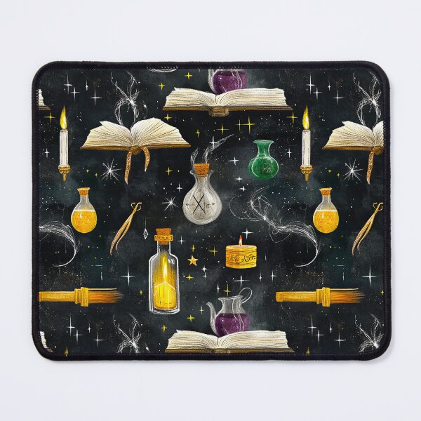 Item preview, Witchy Magical Items Pattern – Spellbooks, Potions, Candles & Stars Aesthetic Design designed and sold by Kybruno's Creations.