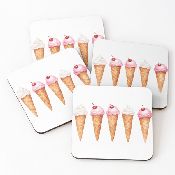 Item preview, Five Ice Cream Cones with Swirled and Scooped Designs on Peach Background designed and sold by Creative88Art.