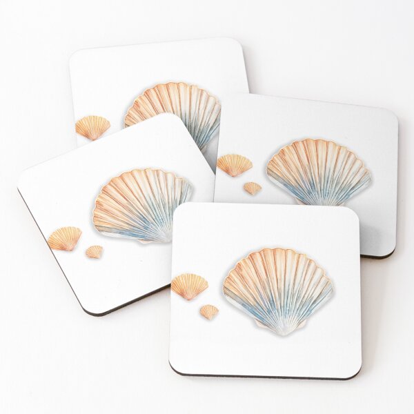 Item preview, Three Stylized Seashells with Gradient Tones on Beige Background designed and sold by Creative88Art.