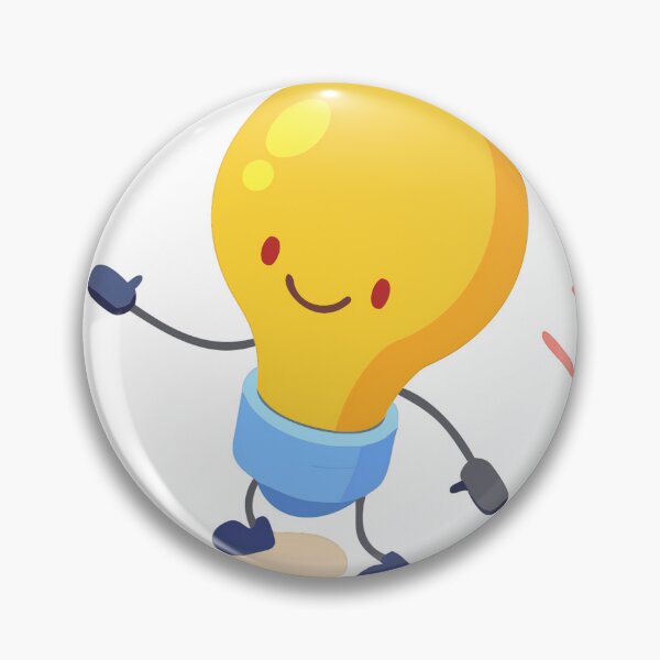 Item preview, Anthropomorphic Light Bulb Character with Yellow Head and Blue Base designed and sold by Creative88Art.