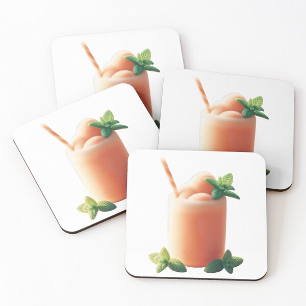 Item preview, Peach Colored Smoothie with Mint Garnish and Striped Straw designed and sold by Creative88Art.
