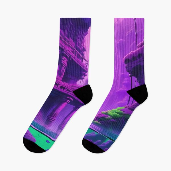 Artikelvorschau, Lofi Art of Vapor Wave Sunken City Unterwasserruinen in Lila und Grün entworfen und verkauft von DreamCraze.