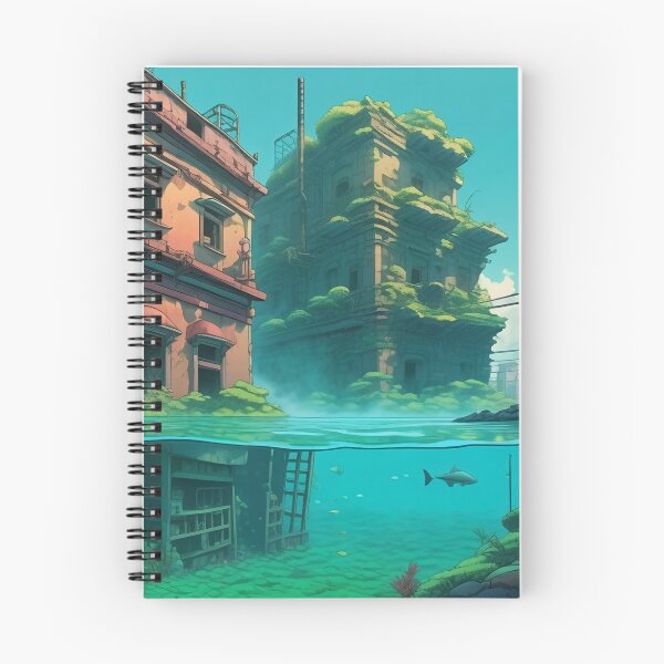 Item preview, Sunken City Ruins Underwater Lofi Art with Shark designed and sold by DreamCraze.