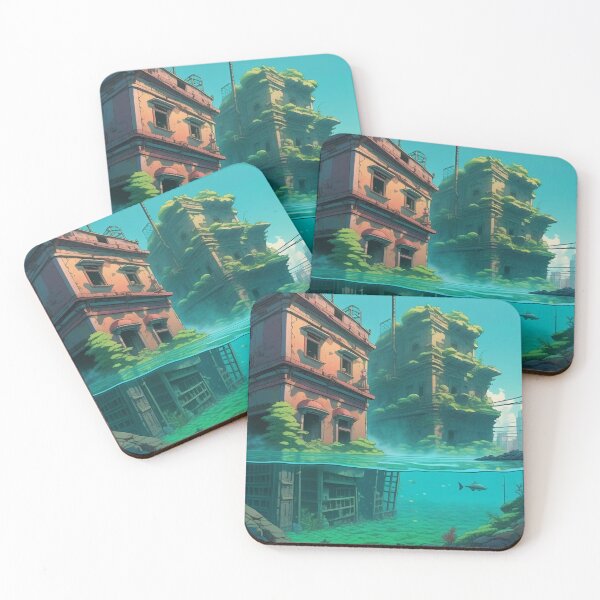 Item preview, Sunken City Ruins Underwater Lofi Art with Shark designed and sold by DreamCraze.