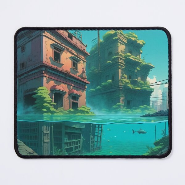 Item preview, Sunken City Ruins Underwater Lofi Art with Shark designed and sold by DreamCraze.