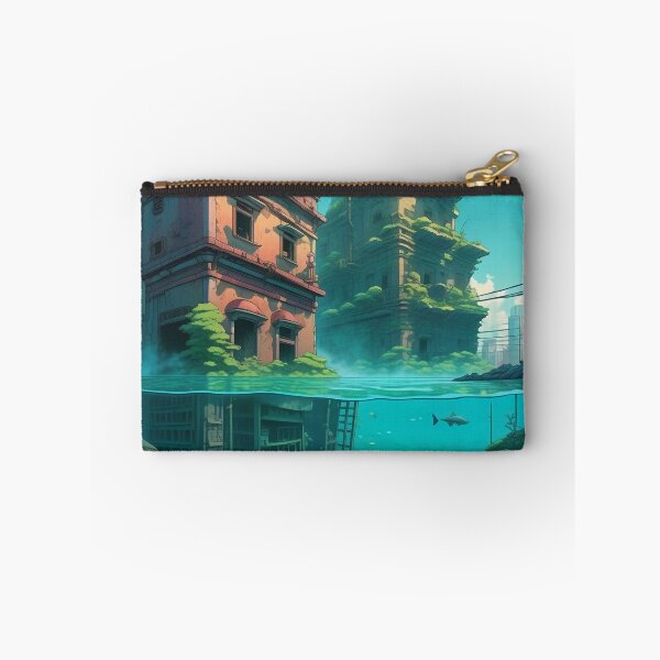 Item preview, Sunken City Ruins Underwater Lofi Art with Shark designed and sold by DreamCraze.