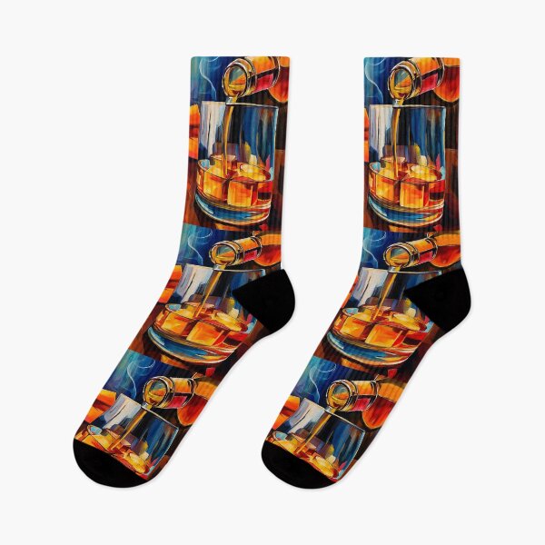 Item preview, Father's Day Warmth with Whiskey Pour and Bright Orange Bow Tie on a Colorful Abstract Background designed and sold by OlfactoART Studio.