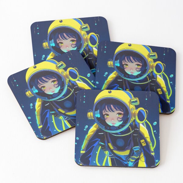 Aperçu de l'œuvre Lofi Girl en combinaison de plongée bleue et jaune créée et vendue par DreamCraze.