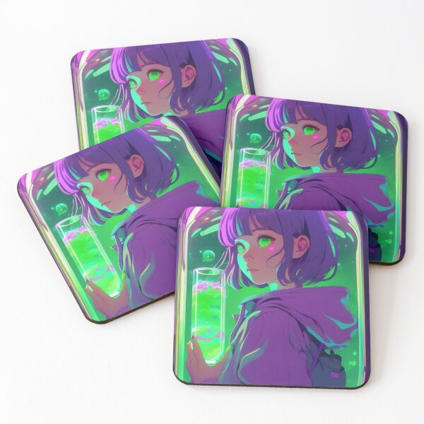 Artikelvorschau, Grün leuchtendes Lofi Vapor Wave Girl mit wissenschaftlicher Röhre entworfen und verkauft von DreamCraze.