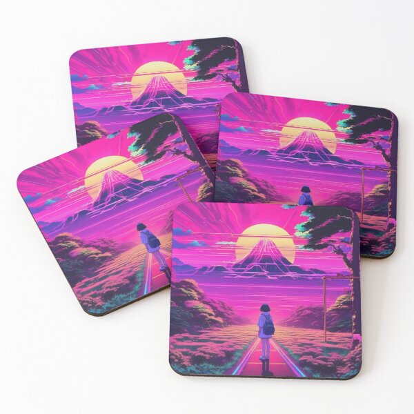 Artikelvorschau, Lofi Mädchen Anime Dampf Welle Berg Sonnenuntergang entworfen und verkauft von DreamCraze.