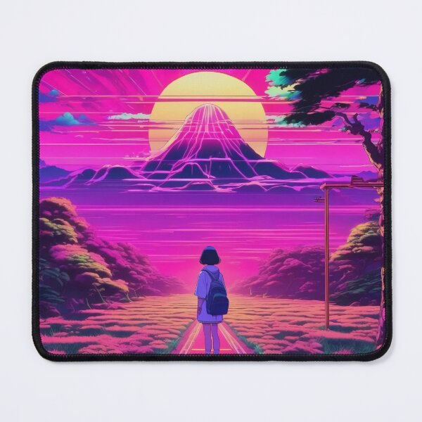 Artikelvorschau, Lofi Mädchen Anime Dampf Welle Berg Sonnenuntergang entworfen und verkauft von DreamCraze.