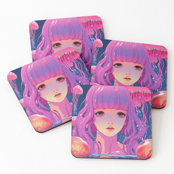 Item preview, Vapor Wave Jellyfish Anime Girl Lofi Art designed and sold by DreamCraze.