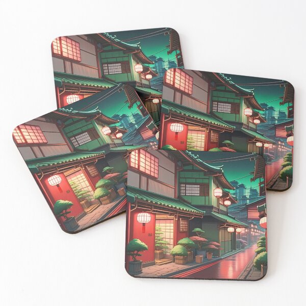 Item preview, Escena nocturna estilo ciberpunk japonés lofi de Red Lantern designed and sold by DreamCraze.