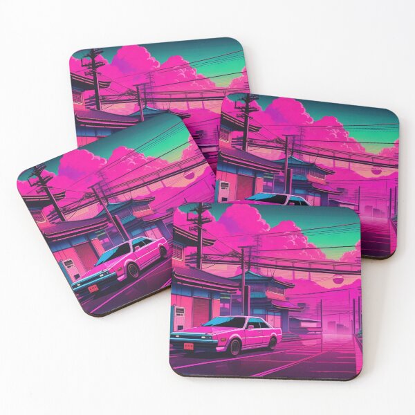 Item preview, Retrowave Japanese Lofi City Vaporwave Car designed and sold by DreamCraze.