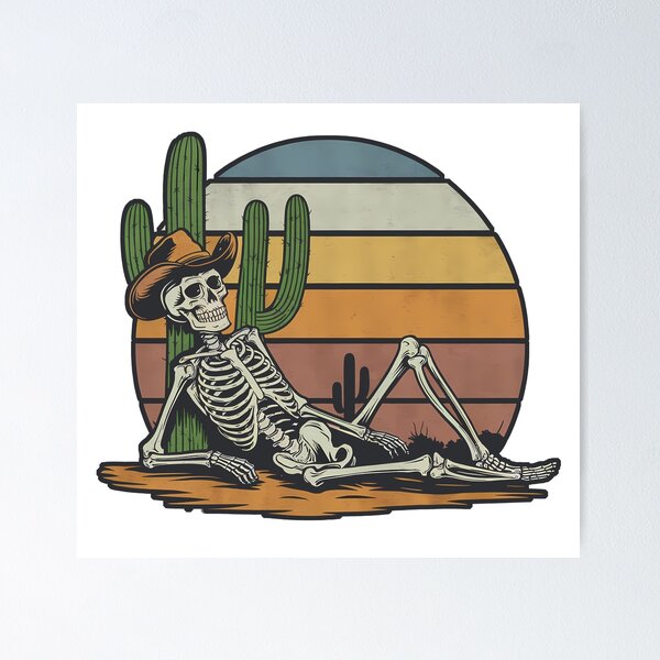 Item preview, Retro Vintage Skeleton near Desert Cactus Arizona Sonoran designed and sold by billyperks.
