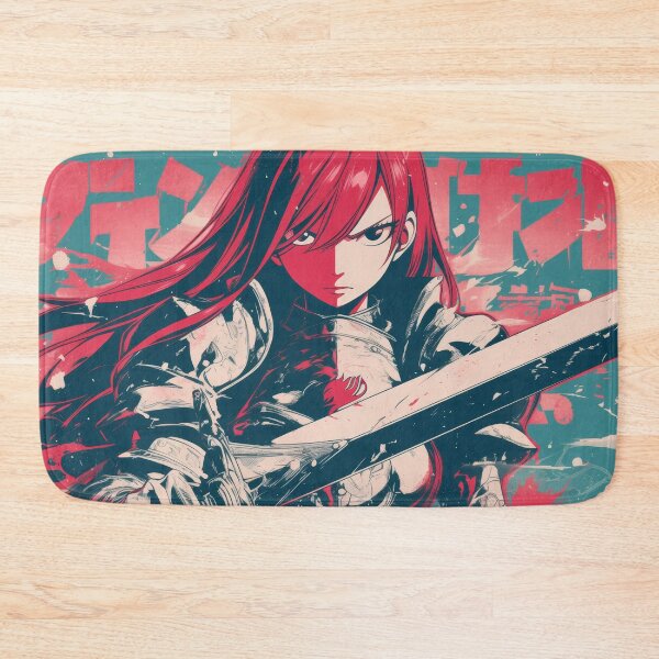 Item preview, Red-Haired Warrior Girl with Giant Sword – Bold Anime Style designed and sold by AnimeArsenalPrints.