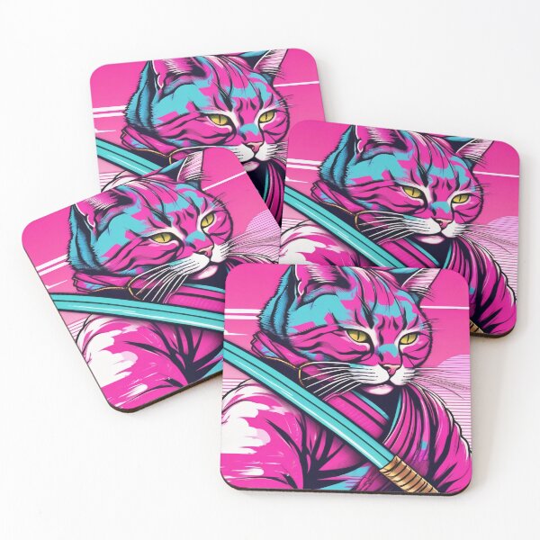 Item preview, Vapor Wave Samurai Cat Art designed and sold by DreamCraze.