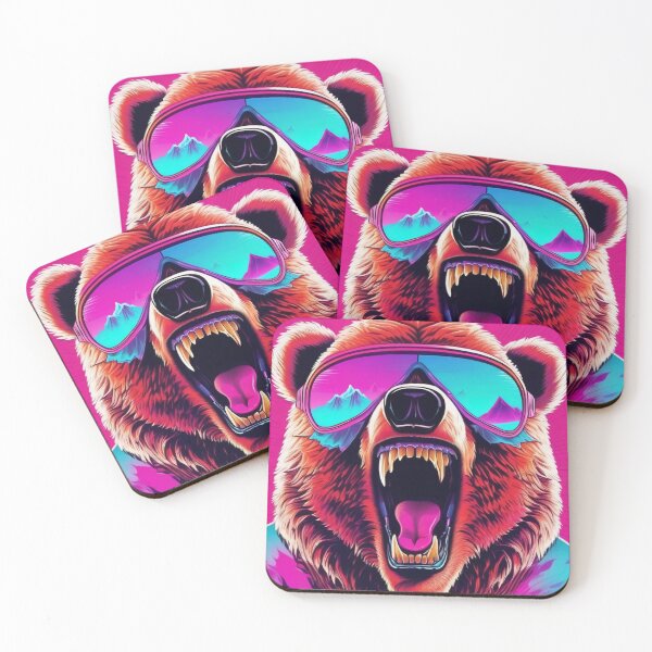 Item preview, Scary Vapor Wave Cocaine Bear with Sunglasses designed and sold by DreamCraze.