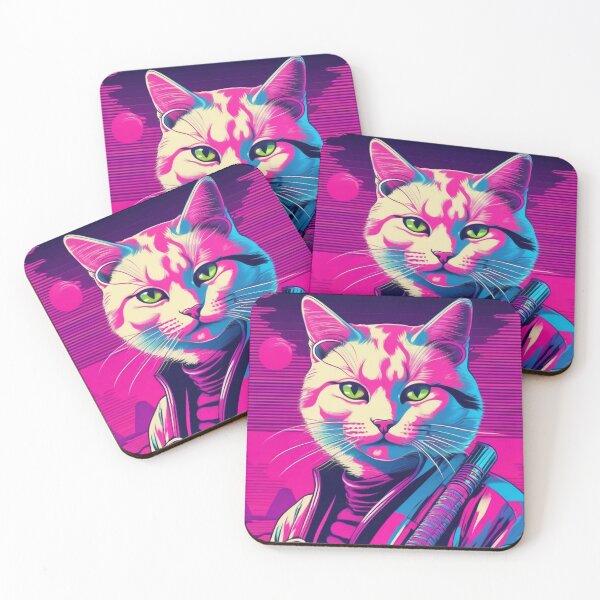Item preview, Serene Catana 80s Vapor Wave Samurai Cat designed and sold by DreamCraze.