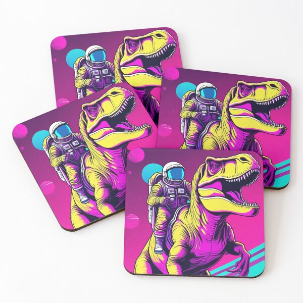 Item preview, 80s Vapor Wave Dino Space Astronaut riding T Rex designed and sold by DreamCraze.