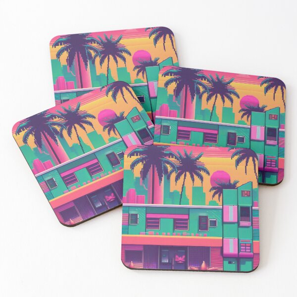 Item preview, Miami 80s Retro Pixel Vapor Wave Art designed and sold by DreamCraze.