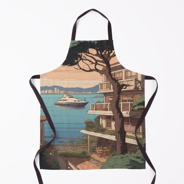 Item preview, Coastal Lofi Art Paleo Faliro Town House designed and sold by DreamCraze.