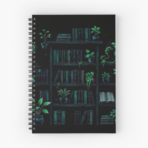 Item preview, Dark Bookshelf with Green Plants designed and sold by CraftachicDsgn.