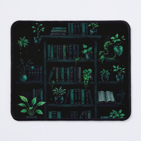 Item preview, Dark Bookshelf with Green Plants designed and sold by CraftachicDsgn.