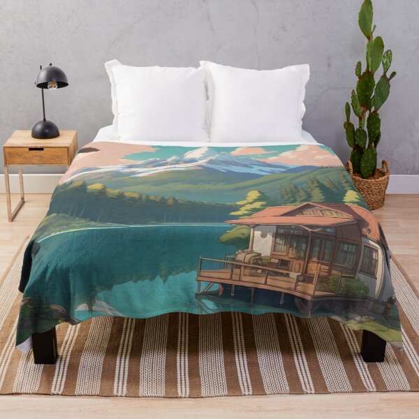 Item preview, Cozy Lofi Mountain Lake House designed and sold by DreamCraze.
