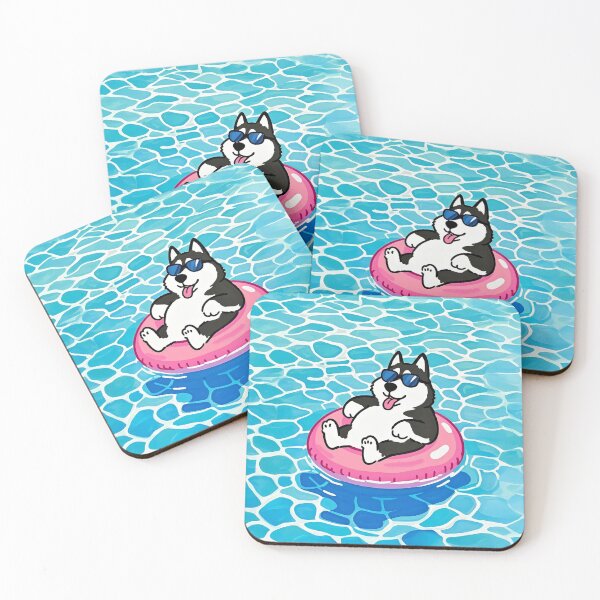 Item preview, Chill Husky in Pool designed and sold by CutePuff.