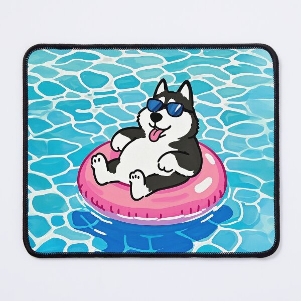 Item preview, Chill Husky in Pool designed and sold by CutePuff.