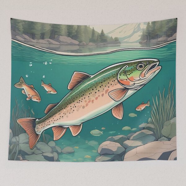 Item preview, Trout Fly Fishing Lofi Outdoor Art designed and sold by DreamCraze.
