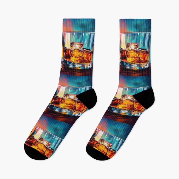 Item preview, Father's Day Contrast with Whiskey Glass and Bow Tie Against a Gradient of Warm Reds and Cool Blues designed and sold by OlfactoART Studio.